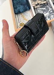 Dior Lady Jasmine Card Holder Black Patent 10.5cm - 4