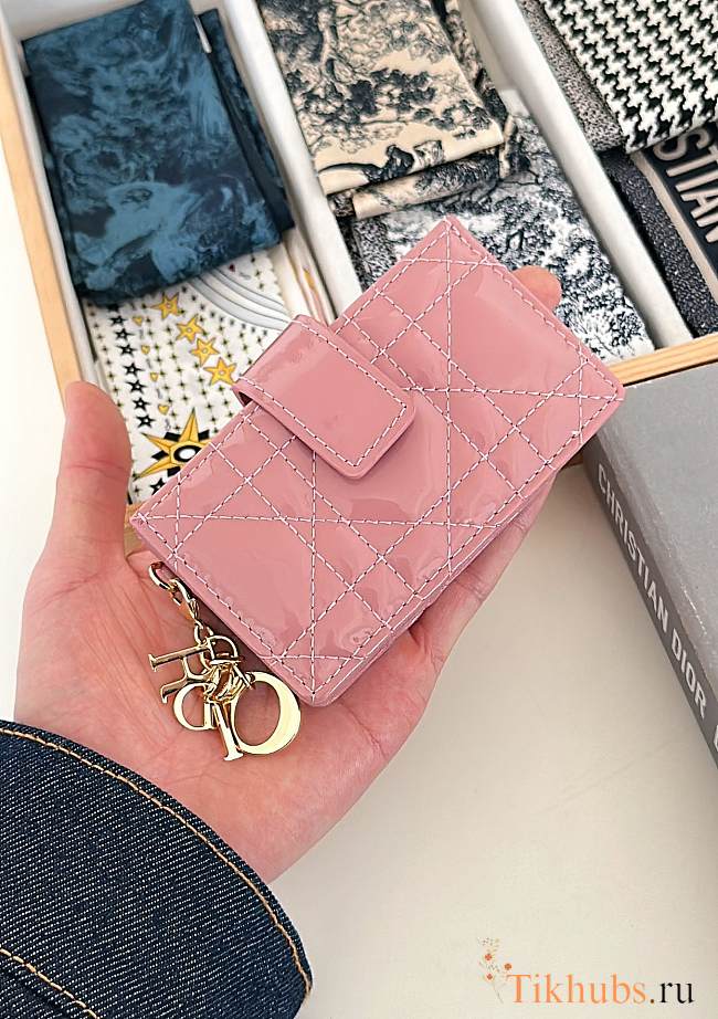 Dior Lady Jasmine Card Holder Pink Patent 10.5cm - 1