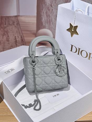 Dior Mini Lady Bag Grey Matte 17cm