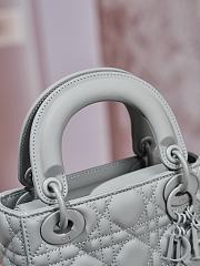 Dior Mini Lady Bag Grey Matte 17cm - 4
