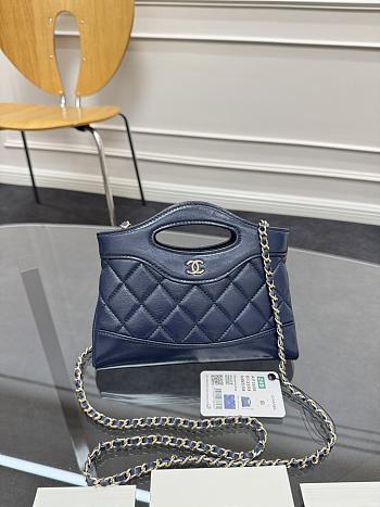 Chanel Nano 31 Bag Leather Navy Blue 20.5x17.5cm