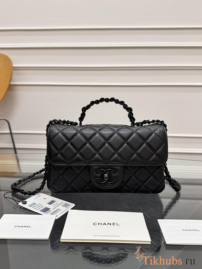 Chanel Top Handle Black Lambskin 20x6x12.5cm - 1