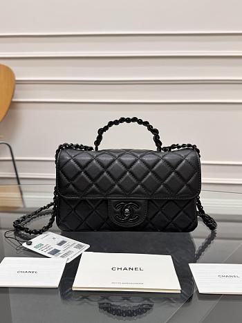 Chanel Top Handle Black Lambskin 20x6x12.5cm