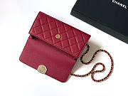 Chanel Flap Chain Bag Red Caviar Gold With Handle 18x10x4.5cm - 4