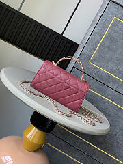 Chanel Flap Chain Bag Red Caviar Gold With Handle 18x10x4.5cm - 2