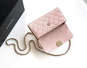 Chanel Flap Chain Bag Pink Caviar Gold With Handle 18x10x4.5cm - 4