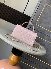 Chanel Flap Chain Bag Pink Caviar Gold With Handle 18x10x4.5cm - 2