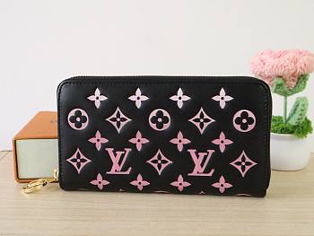 Louis Vuitton LV Zippy Wallet Black Pink 19.5x10.5x2.5cm