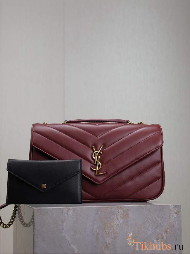 YSL Loulou Medium Matelassé Lambskin Red 29x17x8cm - 1