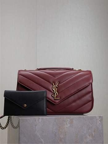 YSL Loulou Medium Matelassé Lambskin Red 29x17x8cm