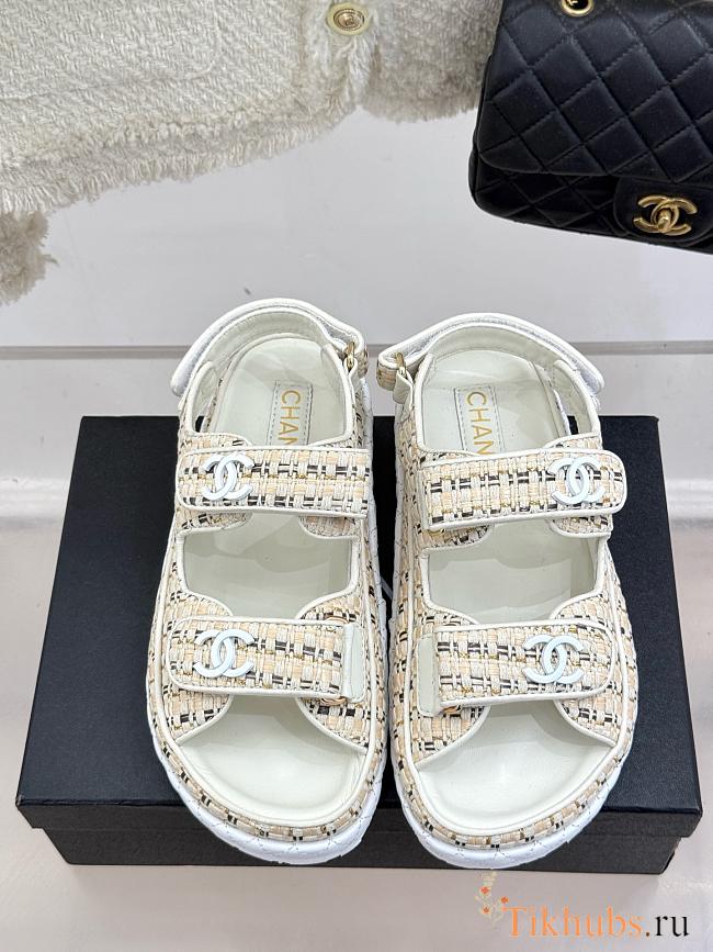 Chanel Tweed White Sandal - 1