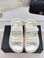 Chanel Tweed White Sandal - 1