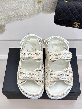 Chanel Tweed White Sandal