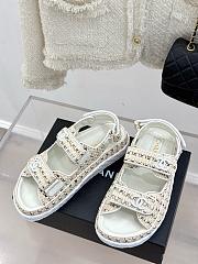 Chanel Tweed White Sandal - 4