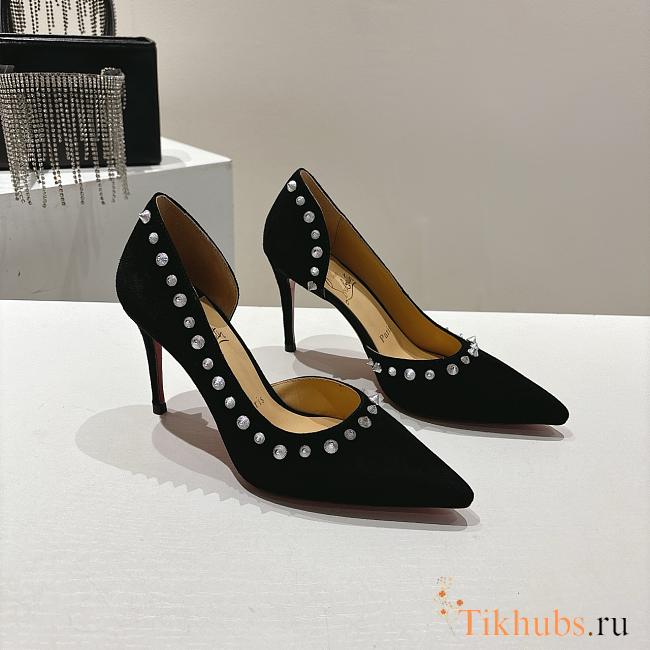 Christian Louboutin Anjalina 85 Black Suede Heel 8.5cm - 1