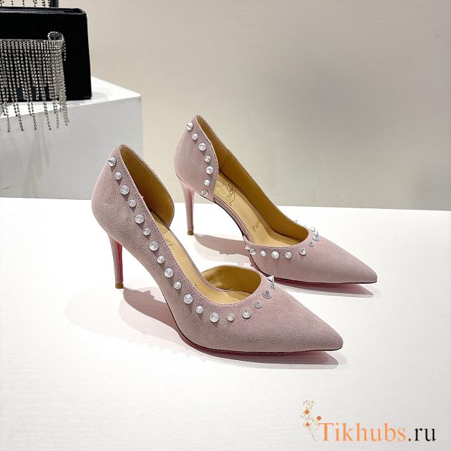 Christian Louboutin Anjalina 85 Pink Suede Heel 8.5cm - 1
