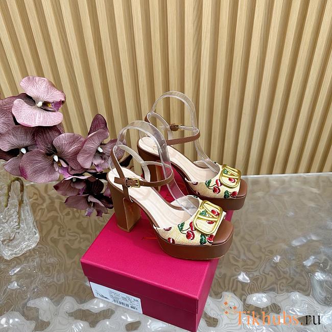 Valentino Garavani VLogo 115 Raffia-effect Platform Sandals - 1