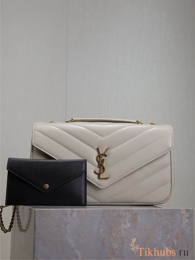 YSL Loulou Medium Matelassé Lambskin White 29x17x8cm - 1