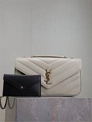 YSL Loulou Medium Matelassé Lambskin White 29x17x8cm - 1
