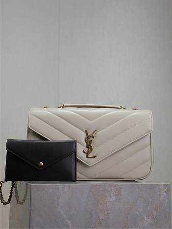 YSL Loulou Medium Matelassé Lambskin White 29x17x8cm