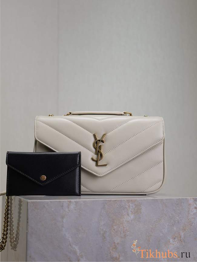 YSL Loulou Small Matelassé Lambskin White 24x14x6cm - 1