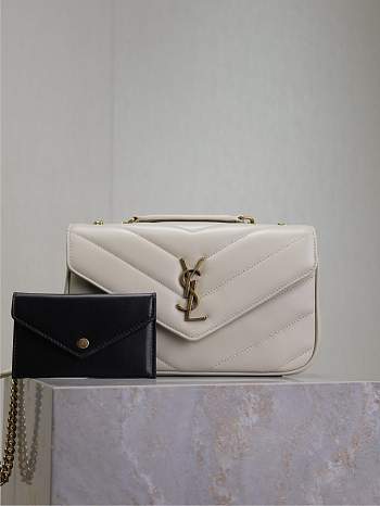 YSL Loulou Small Matelassé Lambskin White 24x14x6cm