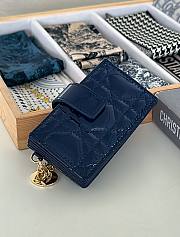 Dior Lady Jasmine Card Holder Navy Blue Patent 10.5cm - 5