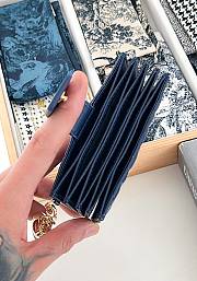 Dior Lady Jasmine Card Holder Navy Blue Patent 10.5cm - 4