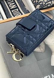 Dior Lady Jasmine Card Holder Navy Blue Patent 10.5cm - 2