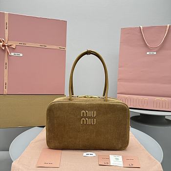 Miu Miu Beau Corduroy Top-handle Bag Beige 34x20x10cm