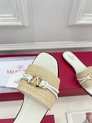Valentino Garavani VLogo Raffia-trimmed White Slides - 4
