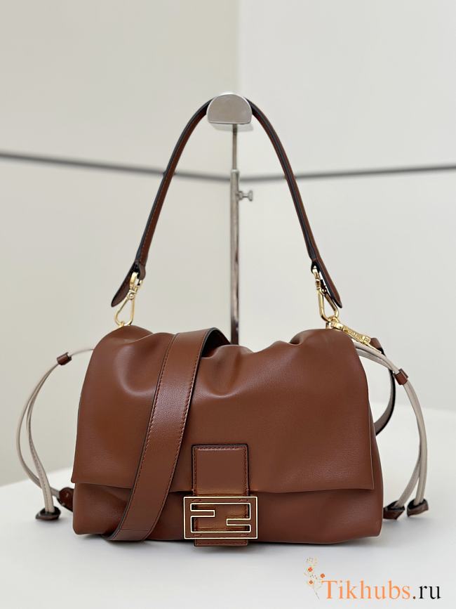 Fendi Mamma Baguette Medium Brown Leather Bag 26.5x18x8.5cm - 1