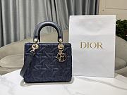Dior Medium Lady Bag Blue Denim 24cm - 1
