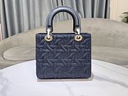Dior Medium Lady Bag Blue Denim 24cm - 3