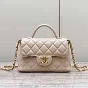 Chanel 25P Top Handle Bag Beige Gold Lambskin 20x14x6cm - 1