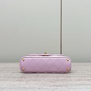 Chanel Small Flap Bag Top Handle Lambskin Gold Light Pink 20x14x6cm - 5