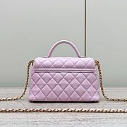 Chanel Small Flap Bag Top Handle Lambskin Gold Light Pink 20x14x6cm - 3