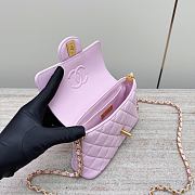 Chanel Small Flap Bag Top Handle Lambskin Gold Light Pink 20x14x6cm - 4