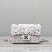 Chanel Mini Flap Bag Tweed Gold White Blue Pink 20x13x7cm - 1