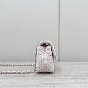 Chanel Mini Flap Bag Tweed Gold White Blue Pink 20x13x7cm - 6