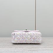 Chanel Mini Flap Bag Tweed Gold White Blue Pink 20x13x7cm - 5