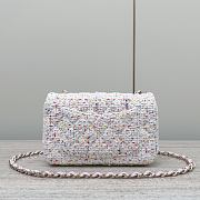 Chanel Mini Flap Bag Tweed Gold White Blue Pink 20x13x7cm - 4