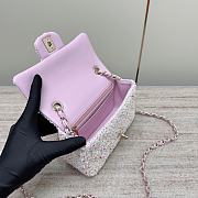 Chanel Mini Flap Bag Tweed Gold White Blue Pink 20x13x7cm - 3
