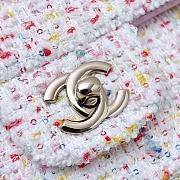 Chanel Mini Flap Bag Tweed Gold White Blue Pink 20x13x7cm - 2