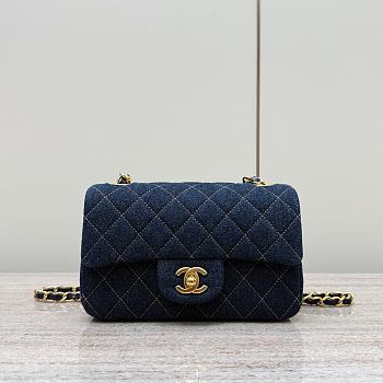 Chanel Mini Flap Bag Denim Gold 20x13x7cm