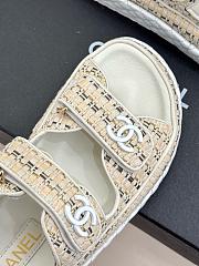 Chanel White Tweed Sandal Slides - 5