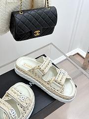 Chanel White Tweed Sandal Slides - 3