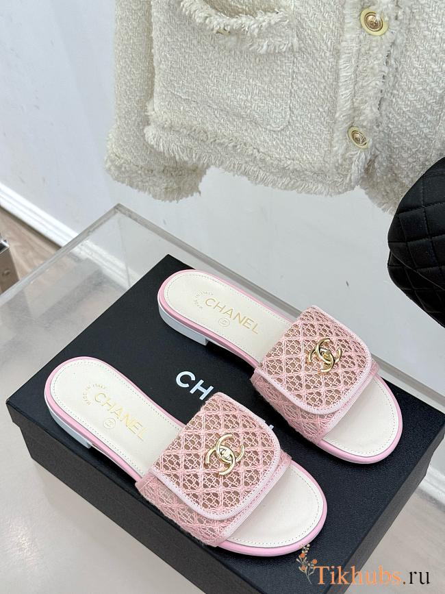 Chanel White Pink Slides 02 - 1