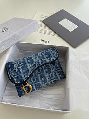 Dior Saddle Bloom Card Holder Blue 11x2x8cm - 1