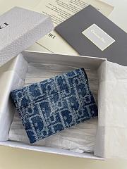 Dior Saddle Bloom Card Holder Blue 11x2x8cm - 4